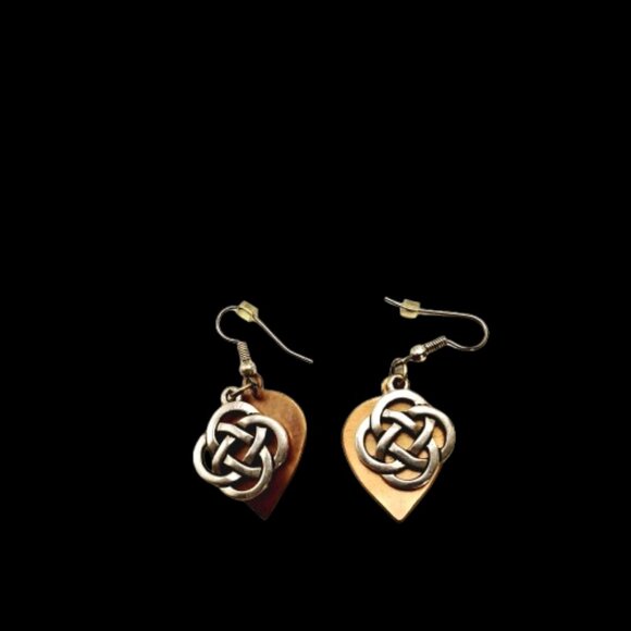Vintage Style Copper & SIlver-Tone Celtic Knot Teardrop Dangle Earrings - Picture 5 of 7